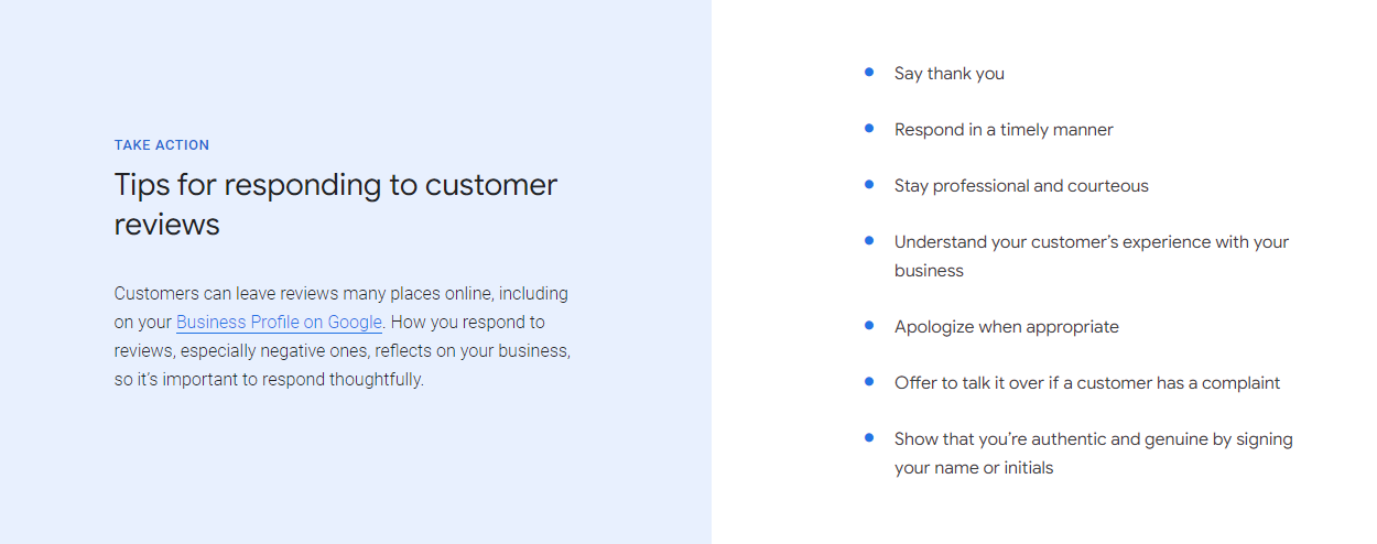 Tips for responding to customer reviews