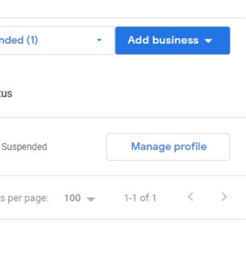 Suspended Google Business Profile
