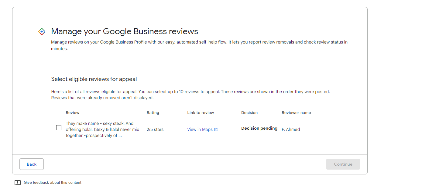 Appeal Google Review 