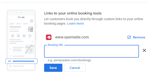 Links to your online booking tools 