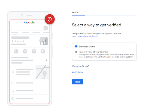 select a way to get verified